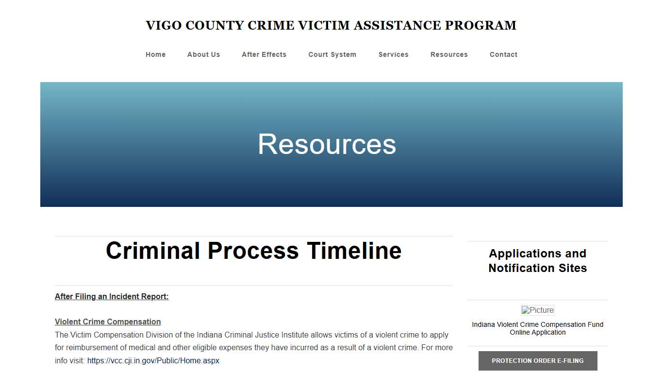 Resources - VIGO COUNTY CRIME VICTIM ASSISTANCE PROGRAM