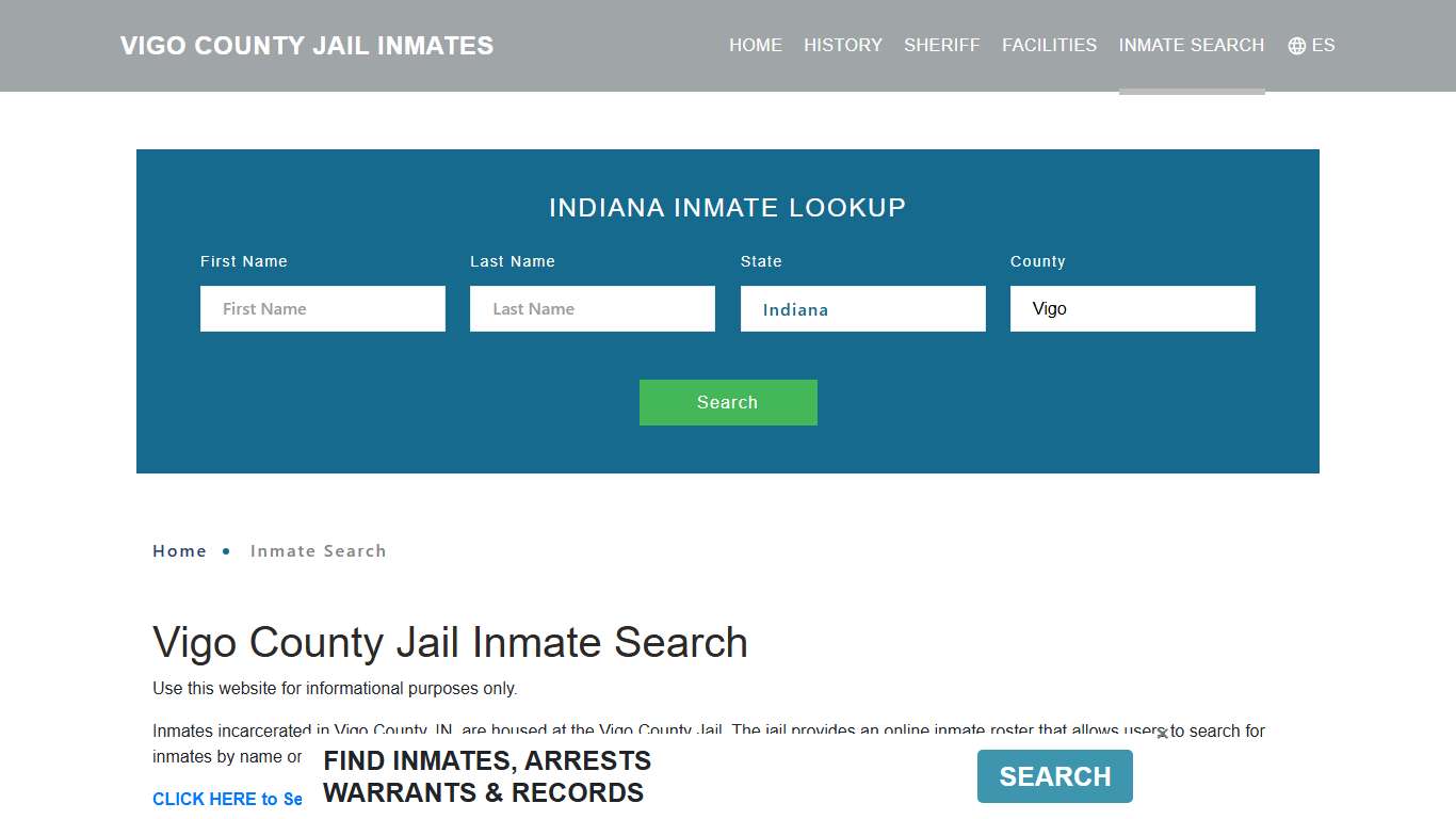 Vigo County, IN Detainee Lookup